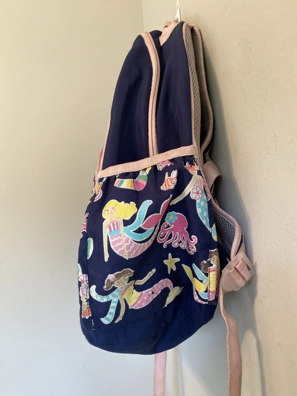 Pottery Barn Kids Mermaid Backpack Navy Pink Lily Grace Embroidered